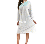 Νυχτικό γυναικών εμπριμέ μακρύ μανίκι βαμβακερό